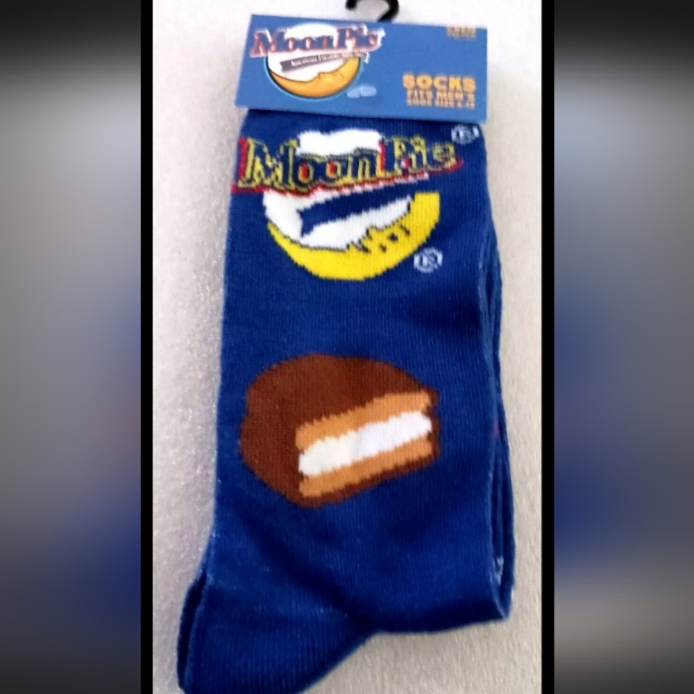 Moon Pie New Pair Novelty Yellow Advertising Crew Socks OSFM Fits 6-12 2024